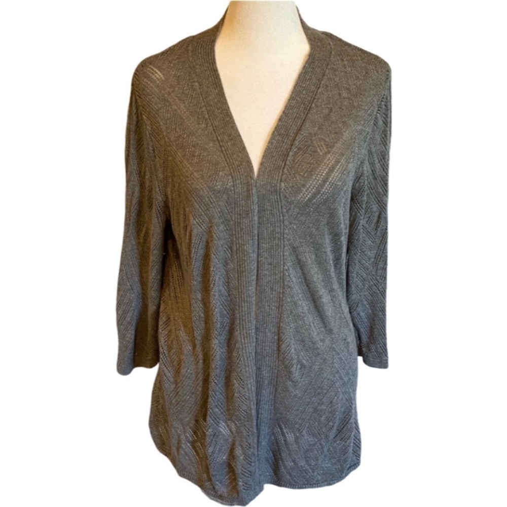Croft & Barrow Gray Knit Open Front Lightweight Cardigan. Size XL.